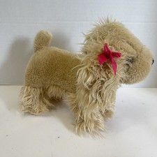 Tan Beige Cocker Spaniel Plush Stuffed Puppy Dog With Pink Bow 11 inch Animal