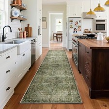 Machine Washable Kitchen Runner Rug: 2'x10' Hallway Rug Non Slip Low-Pile 