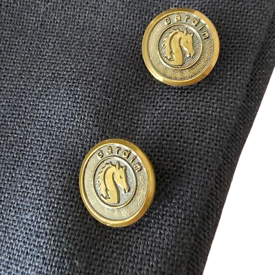 Blazer De Colección Azul Marino Doble Pecho Dorado Botón 42L Pierre Cardin Años 70 Con Hangar Foto 3 de 4