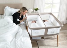 Delta  Children Bondi Beechwood Twin Bassinet with PureAir  Mesh Sheets