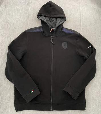 Ferrari Puma Jacket Adult Extra Large Black Full Zip Hoodie Shield Logo Mens XL