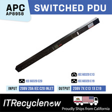 IEC 60320 C20 Switched PDU 7x C13 1x C19 200V-230V 3.3KVA APC AP8958 Rack 2G 20A