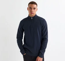 Ridge & co Men Jumper Quarter Zip 1/4 Half Zip Jumper, Hazelbank, Colour Navy XL