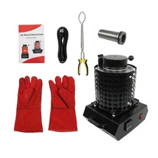 Upgraded 1400W 110V Electric Gold Melting Furnace Forge Kit Mesh 3KG Crucible