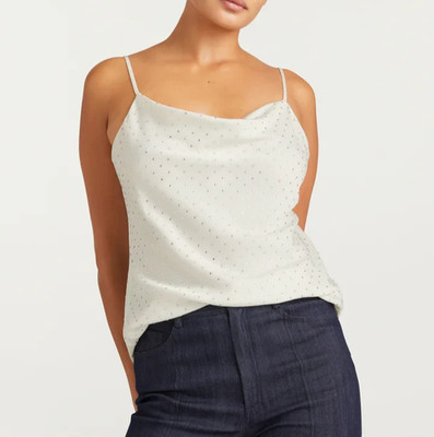 NWT- Cinq à Sept 'Marta' Crystal-Embellished Sleeveless Cami Top, Ivory - Medium