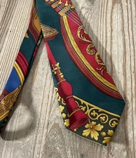 Salvatore Ferragamo Multicolor Luxury Silk Tie Instrument Ornate Print 60" L