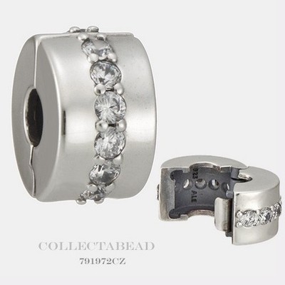 Authentic Pandora Sterling Silver Shining Path Clear CZ Clip Charm 791972CZ