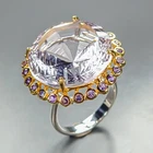 AAA cutting 40 ct Natural Quartz Ring 925 Sterling Silver Size 8 /R471057