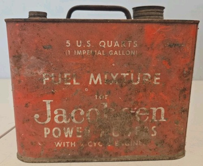 #ad Vintage JACOBSEN POWER MOWERS 5 U.S. Quarts Fuel Mixture Gas Can Red $40.00