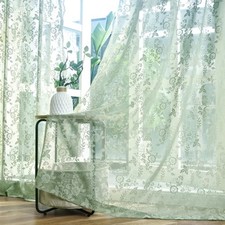 Green Lace Curtains 72 Inch Length, Country 52"W x 72"L Pack of 2 Sage Green