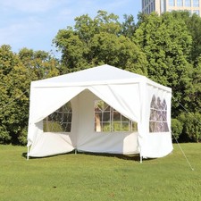 Gazebo With Sides Garden Marquee PE Awning Beach Party Camping Tent Canopy 3x3