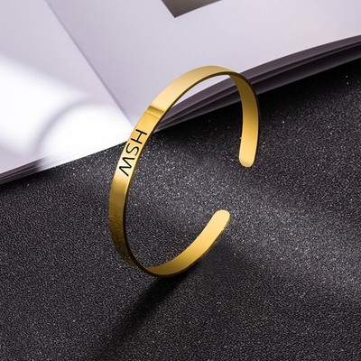 Personalized Cuff Bangle Bracelet Special Gift Stainless Steel
