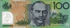 2008 $100.00 NOTE (EF) - STEVENS / HENRY AUSTRALIAN BANKNOTE * FIRST PREFIX *