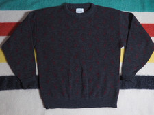 VTG 90s Prima Maglia Wool Blend Gray Red Rose USA Made Pullover Sweater Mens L