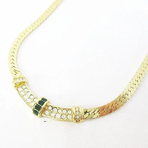 【Collana】Christian Dior Collana Ciondolo Oro Strass Accessorio Hikiwa