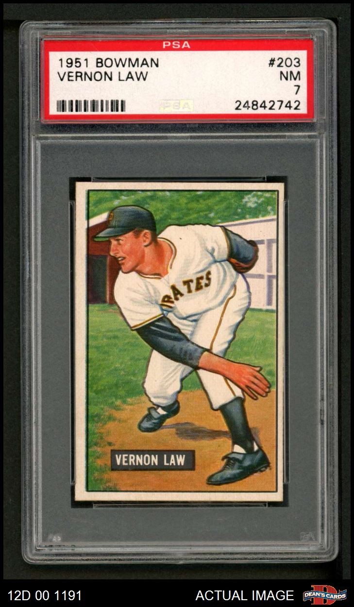 1951 Bowman #203 Vern Law Pirates RC PSA 7 - NM