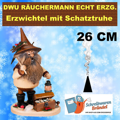 DWU RÄUCHERMANN ERZTRÄGER MIT SCHATZKISTE - RÄUCHERFIGUR DRECHSELWERK. UHLIG 849
