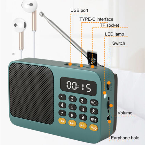 Mini Digital Radio Receiver Speaker MP3 Music Player FM USB TF Card Portable - Picture 14 of 28