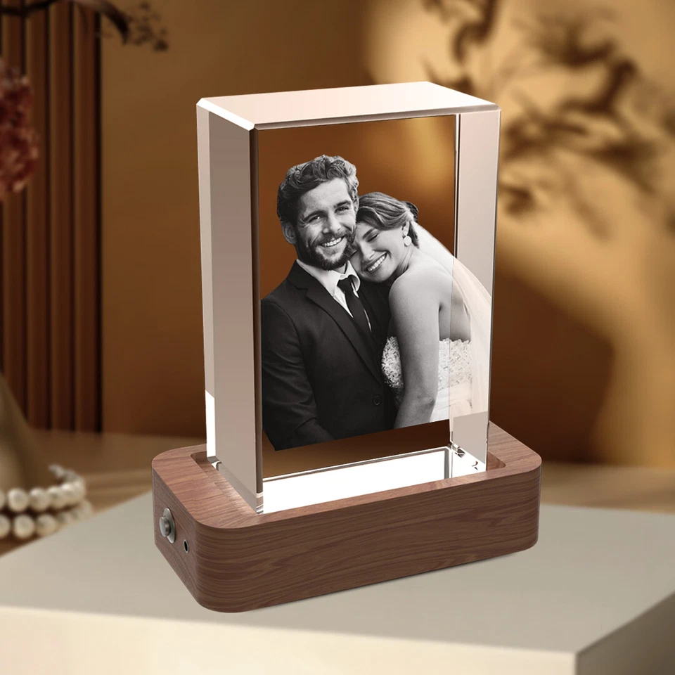 Foto de Cristal 3D Personalizada, Foto 3D Única Regalos para Cumpleaños Aniversario Boda Foto 4 de 4