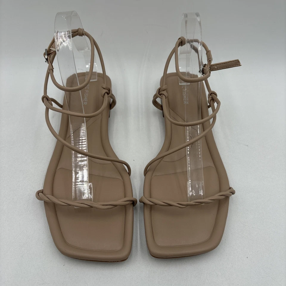 Marc Fisher LUETH Taupe Synthetic Square Toe Strappy Flat Sandals, Size 10M - Image 4 of 4