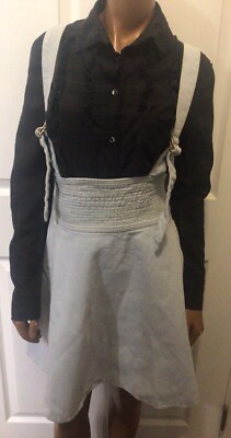 NWT NANUSHKA  Light Denim Jean Suspender A Line Denim Skirt  XS
