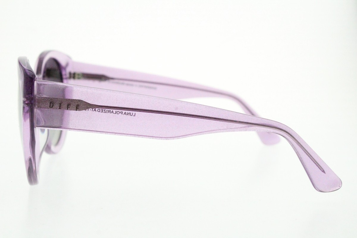 DIFF LUNA POLARIZED SUNGLASSES AMETHYST GLITTER CAT EYE 