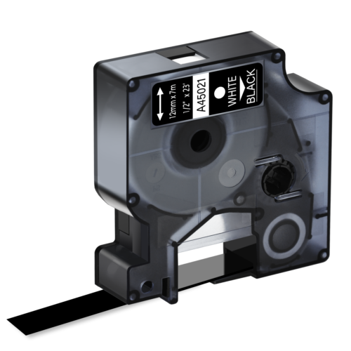 Etikette Schriftband zum D1 Dymo 45021 12mm Weiß auf Schwarz LabelManager 280 - Bild 3 von 12