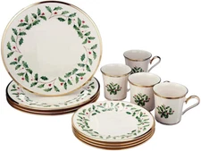 Lenox Holiday 12 Piece Dinnerware Set 4 Dinner Plates 4 Salad Plates 4 Mugs New