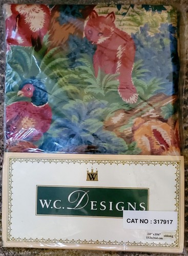 NEW 1993 Rustic CABIN Tablecloth 104x60 WILTON COURT Cotton LODGE Woods Animals - Picture 11 of 12
