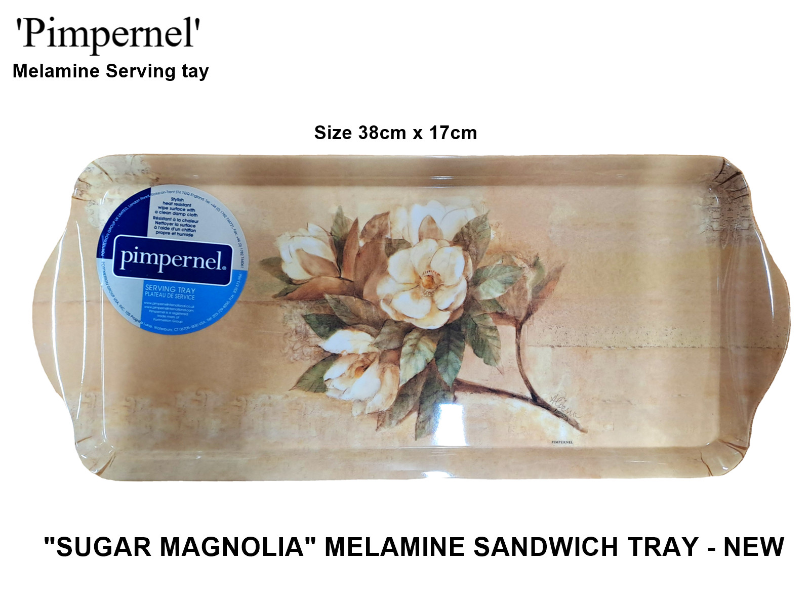 PIMPERNEL, ""SUGAR MAGNOLIA"" MELAMINE SANDWICH TRAY - NEW