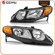 Headlight Assembly For 2006-2011 Honda Civic Sedan 4Dr Front Headlamp Left+Right