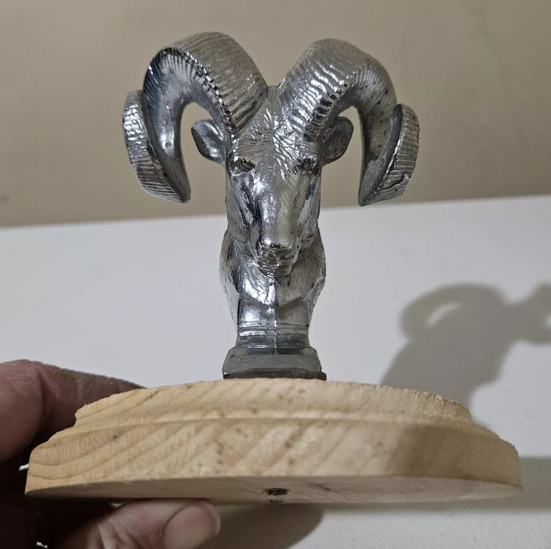 Vintage Dodge Ram Hood Ornament Chrome Horns Metal 1981-1993 Ram