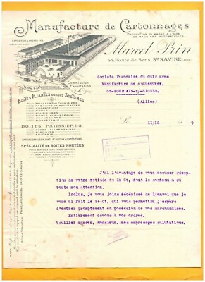 SAINTE-SAVINE (10) USINE de CARTONNAGE / BOITES PATISSIERES ''Marcel PRIN'' en1909