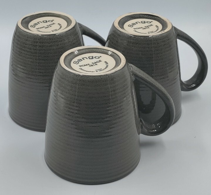 Set of 3 Sango Roma Sage 4814 Olive Green Coffee Tea Mug Cup 4” Tall