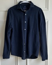 Tailorbyrd Collection Navy Blue Shirt Mens Size M Long Sleeve Button Down