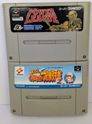 2 Super Famicom Games Powerfull Pro & Power League SFC Tested Free Shipping R56