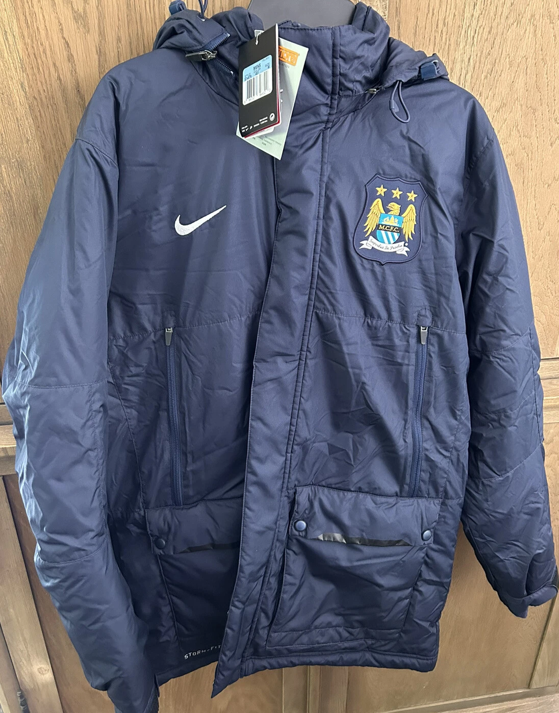 NIKE MANCHESTER CITY FC Storm Fit Jacket Navy Blue M Medium New NWT Winter Mens