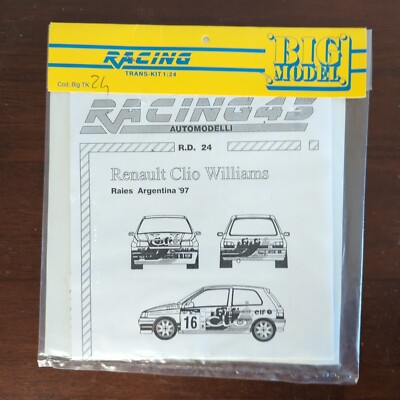 Decals 1/24 Renault Clio Williams RAIES ARGENTINA 97  Big Model Racing 43