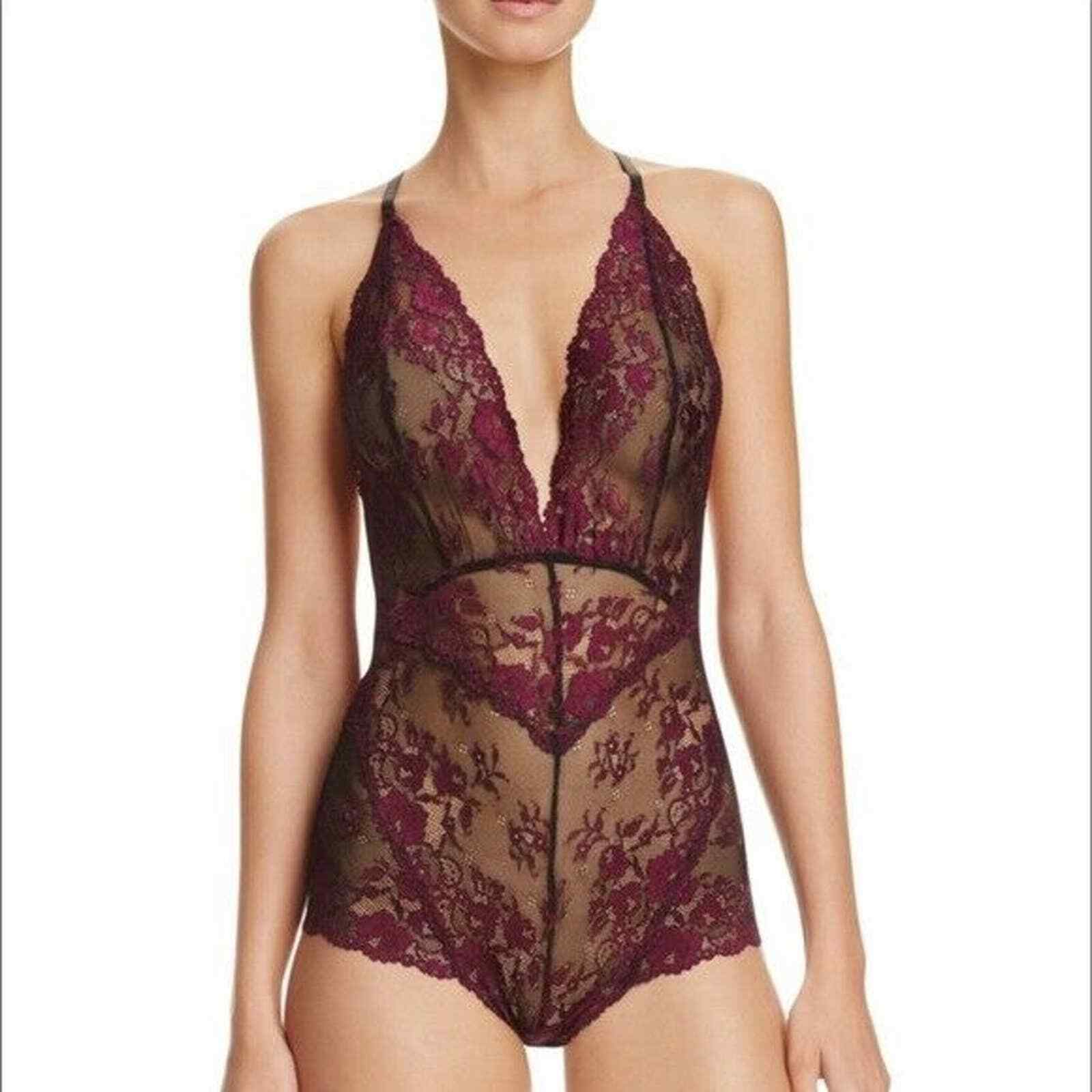 Free People Max Max 87% OFF 72% OFF Too Cute To Handle Bodysuit Sheer Fuschia Lace Black