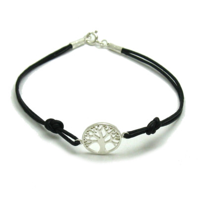 Sterling Silver Bracelet Solid 925 Tree Of Life With Leather Handmade ...
