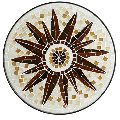 Black Outdoor Accent Tables 14" Wide Set of 2 Brown Mosaic Porch Patio - Picture 7 of 8