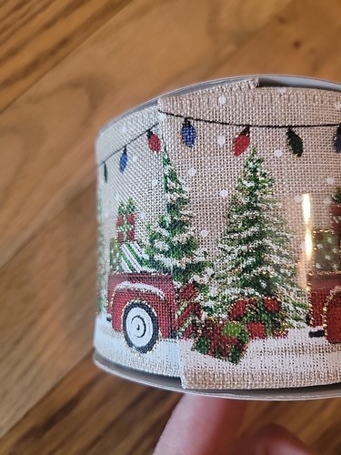 NEW Celebrate It Wired Edge Ribbon 2.5" Wide x 20 Ft 2x Holiday Truck Glitter - Picture 4 of 4