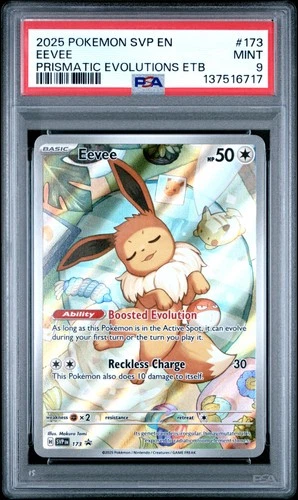 2025 POKEMON SVP PRISMATIC EVOLUTIONS ELITE TRAINER BOX #173 EEVEE PSA 9