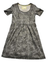 Anthropologie Saturday Sunday Dress Womens Medium Gray Floral Jacquard Pockets