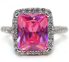 5CT Treated Pink Sapphire  Topaz 925 Sterling Silver Ring Sz 6 MB5-9