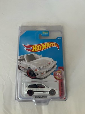 2017 Hot Wheels 90 Honda Civic Hatchback EF White VTEC Then And Now W/Protector