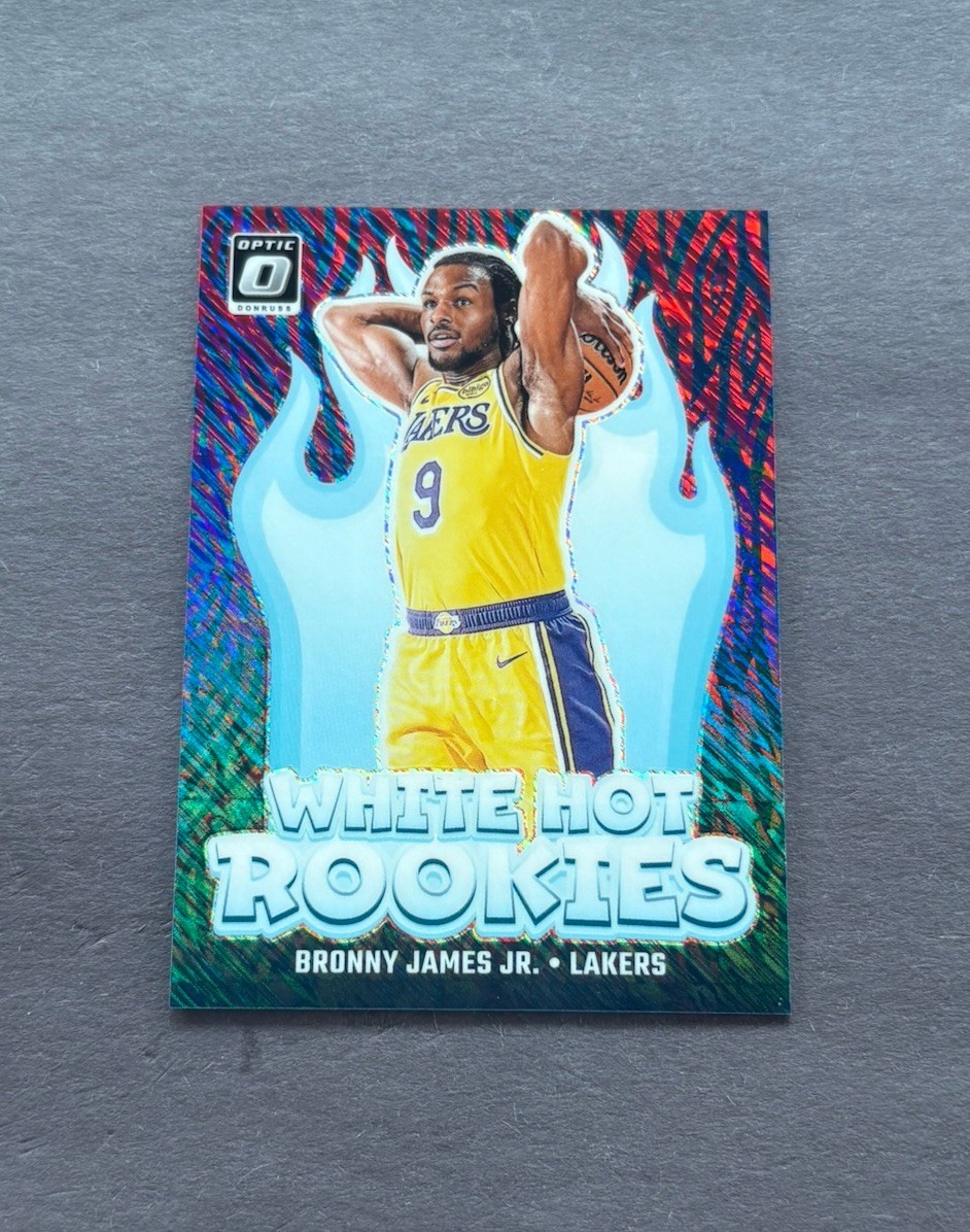 BRONNY JAMES JR. 2024-25 OPTIC WHITE HOT ROOKIES RED SHIMMER RC /75