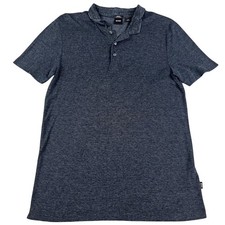 HUGO BOSS Slim Fit Mercerised Polo Shirt Mens Large Dark Grey Heathered Cotton