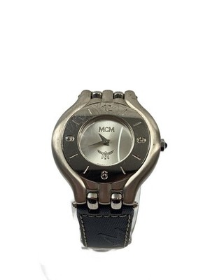 MCM Quartz Analog Silver Black Rubber Sport Watch Excellent JAPAN