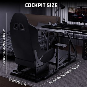 Hottoby Racing Simulator Cockpit Wheel Stand With Gaming Seat Fits Logitech G923